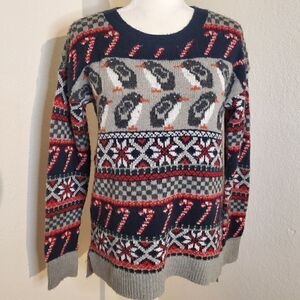 Abercrombie&Fitch Penguin Candy Cane Wool Blend Holiday Sweater Size Medium